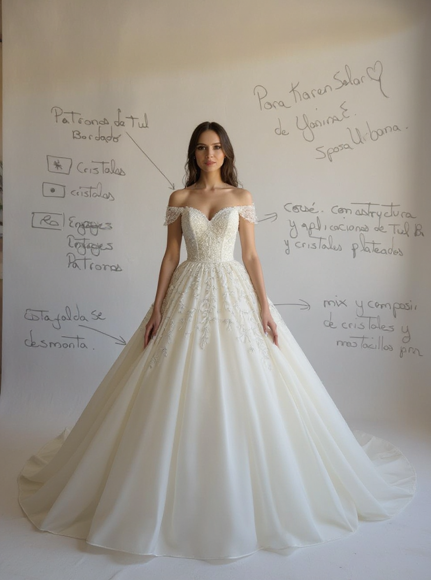 Vestido de Novia con Manga Caída Elegante