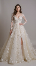 Vestido de Novia con Mangas Ajustadas Elegante